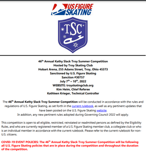 2022 Announcement for the 46th Annual Kathy Slack Troy Summer Competition